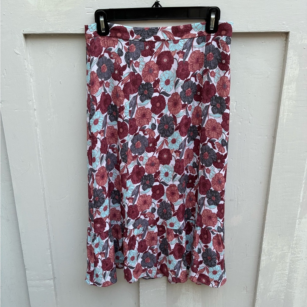 Wilfred Aritzia Size 6 Floral Midi Skirt Chariot A-Line Bottom Ruffle - Picture 3 of 10